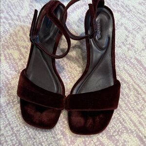 Vince Velvet Sandals in Deep Burgundy